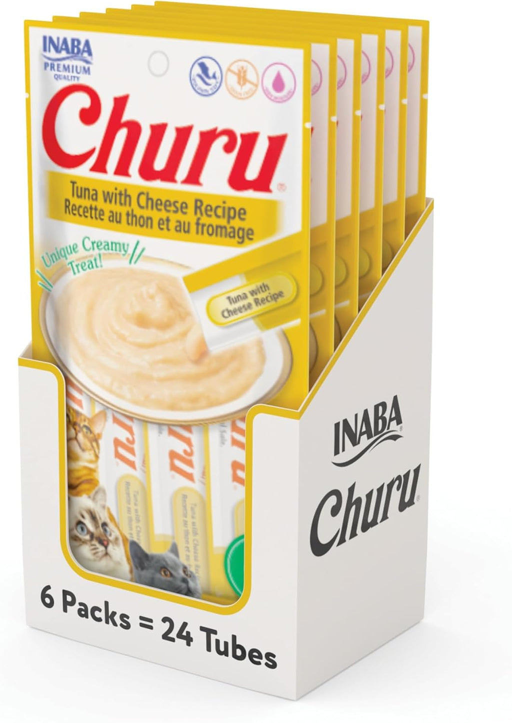 INABA Churu Cat Treats, Lickable, Squeezable Creamy Pure Cat Treat with Green Tea Extract & Taurine, 0.5 Ounces Each Tube, 24 Tubes (4 per Pack), Chicken Recipe - Image 10
