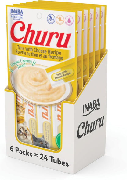 INABA Churu Cat Treats, Lickable, Squeezable Creamy Pure Cat Treat with Green Tea Extract & Taurine, 0.5 Ounces Each Tube, 24 Tubes (4 per Pack), Chicken Recipe - Image 10