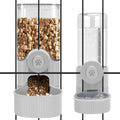 Yummy Sam hanging cage automatic pet feeder front view installed on wire crate