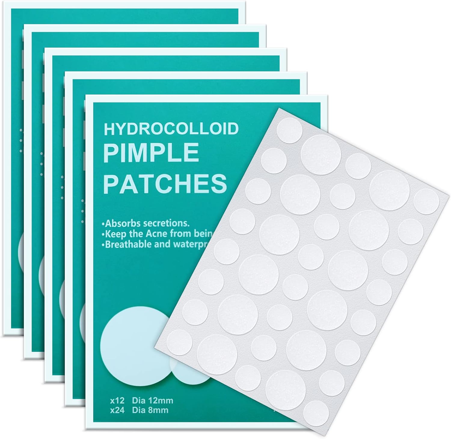 PICcircuit Hydrocolloid Acne Pimple Patches 180 Count packaging front view showing invisible spot treatment stickers.