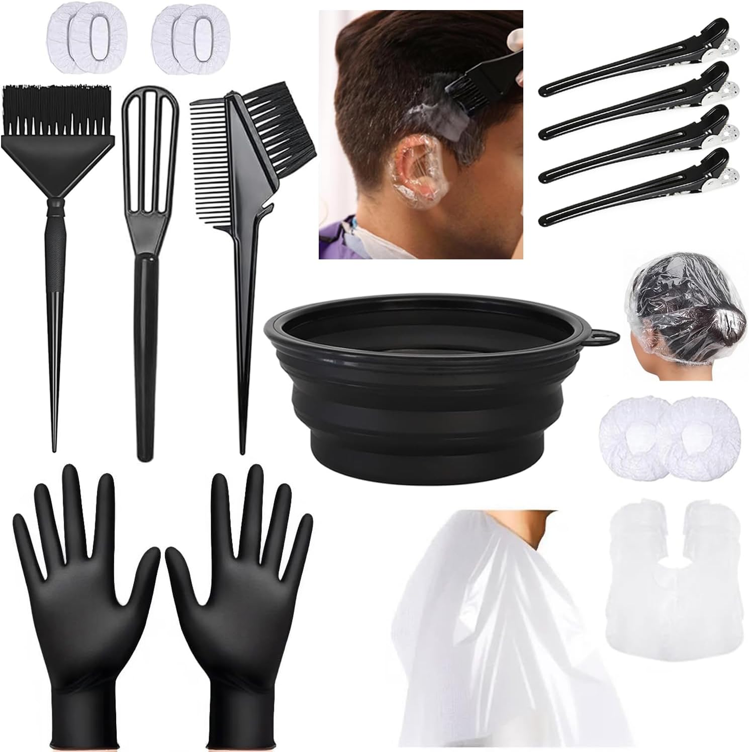 Yibaijia 18 piece hair dye kit front view showcasing the full professional hair coloring set