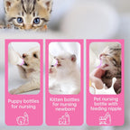 Xuandea newborn pet formula bottle kit arranged neatly with its included measuring beaker.