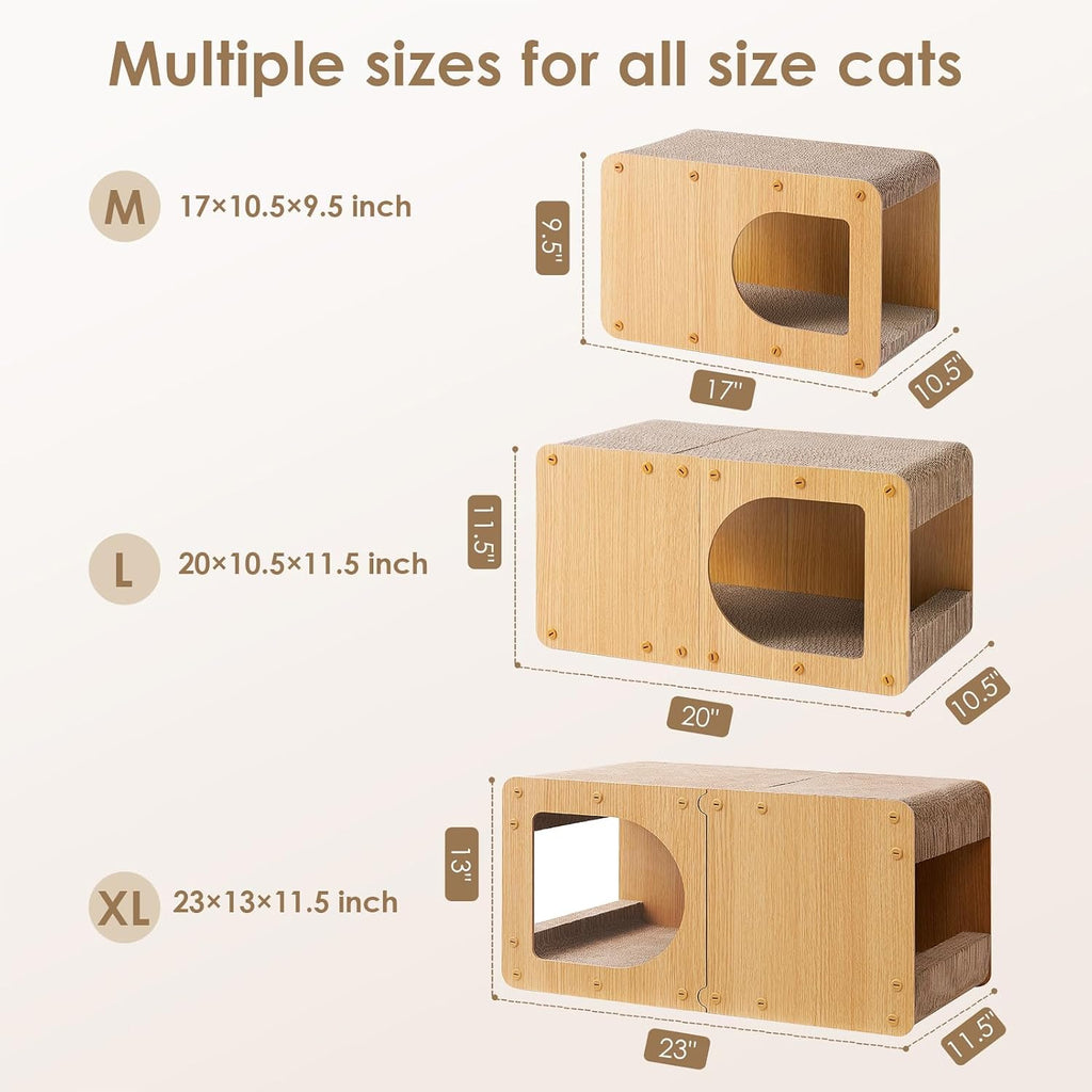 Eheyciga indoor cat scratcher house in a living room setting