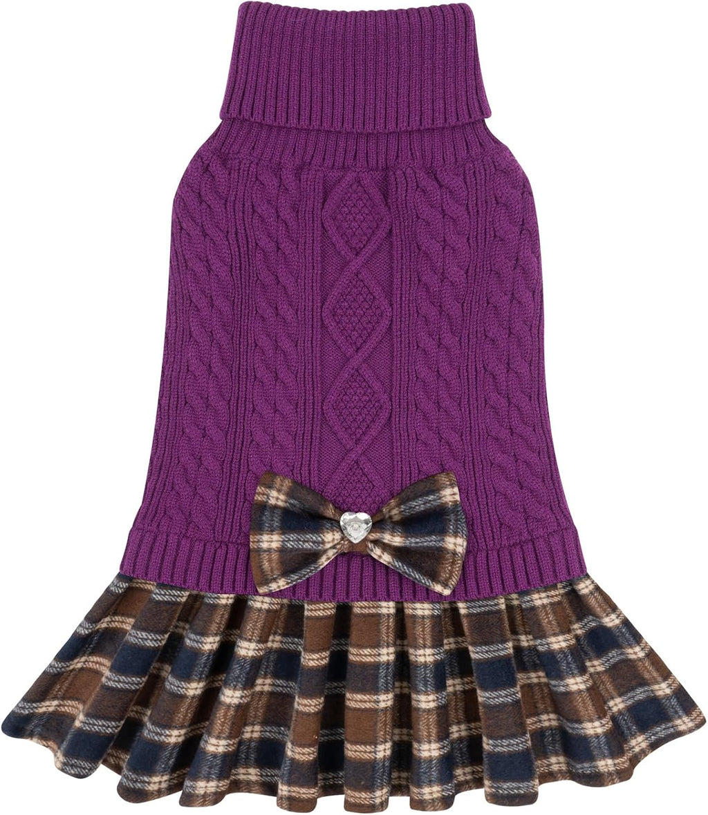 KYEESE Dog Sweater Stretchy Dogs Clothes Soft Turtleneck Pet Sweater Dress Pet Coats with Bowtie Thick Knitwear Warm Pullover Dog Sweaters for Medium Dogs Girl for Cold Weather Winter - Image 11