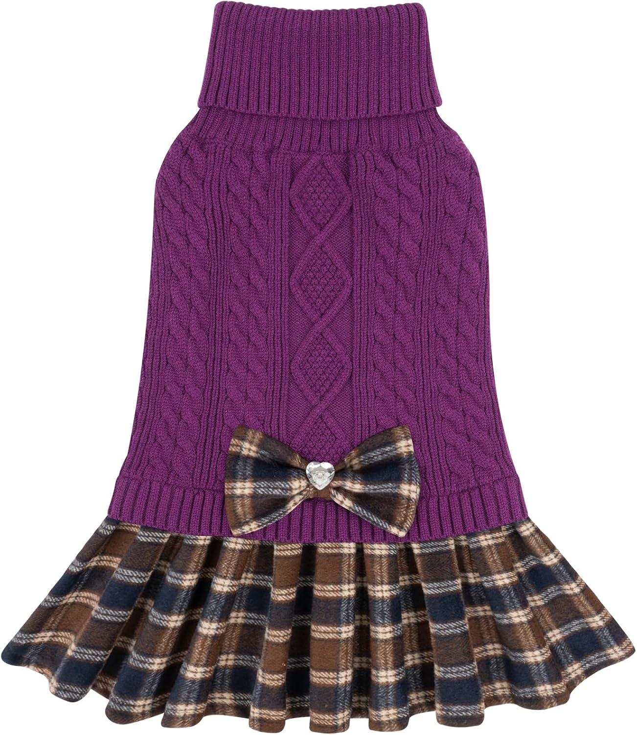 KYEESE Dog Sweater Stretchy Dogs Clothes Soft Turtleneck Pet Sweater Dress Pet Coats with Bowtie Thick Knitwear Warm Pullover Dog Sweaters for Medium Dogs Girl for Cold Weather Winter - Image 11