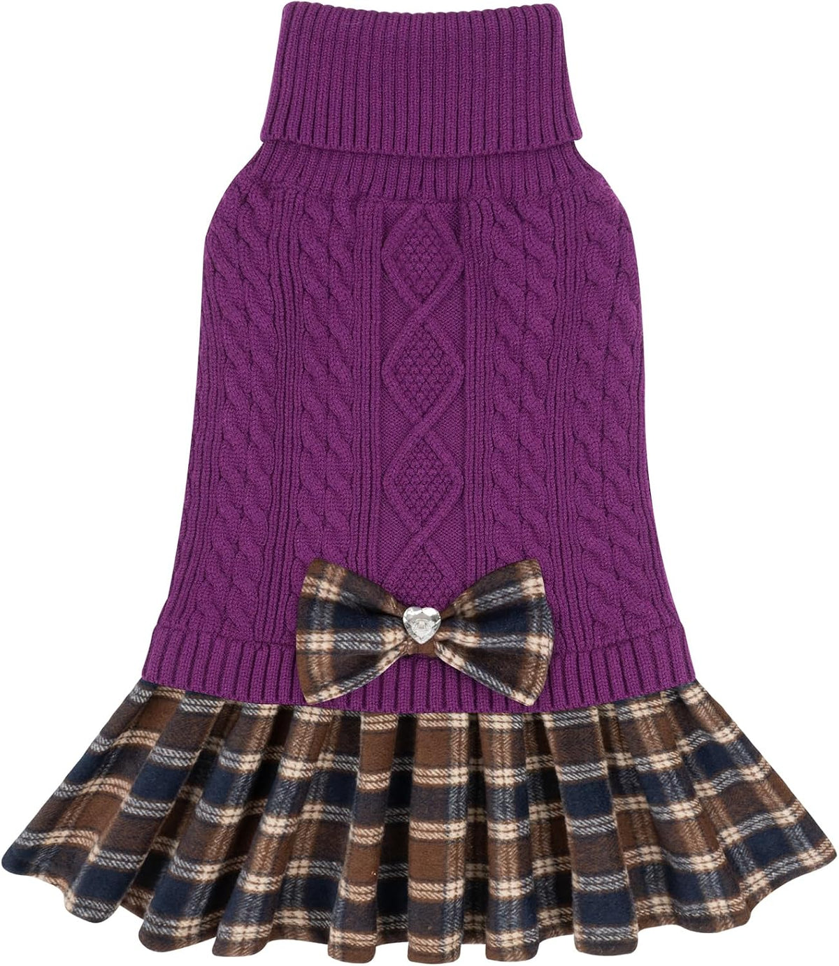 KYEESE Dog Sweater Stretchy Dogs Clothes Soft Turtleneck Pet Sweater Dress Pet Coats with Bowtie Thick Knitwear Warm Pullover Dog Sweaters for Medium Dogs Girl for Cold Weather Winter - Image 11