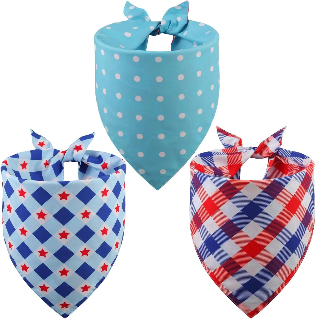 Patriotic American flag pattern reversible dog scarf close up