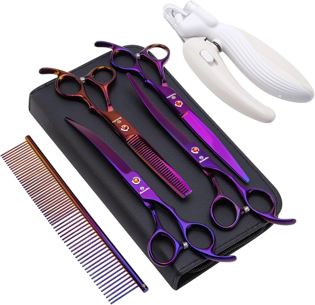 Dog Grooming Scissors, Curved Scissors for Dog Grooming, 7.9 inch, 30 Degree of Curved Blade,Light Weight, Stainless Steel Pet Shears for Trimming Face and Paws(Curved, Pitch-Black) - Image 10