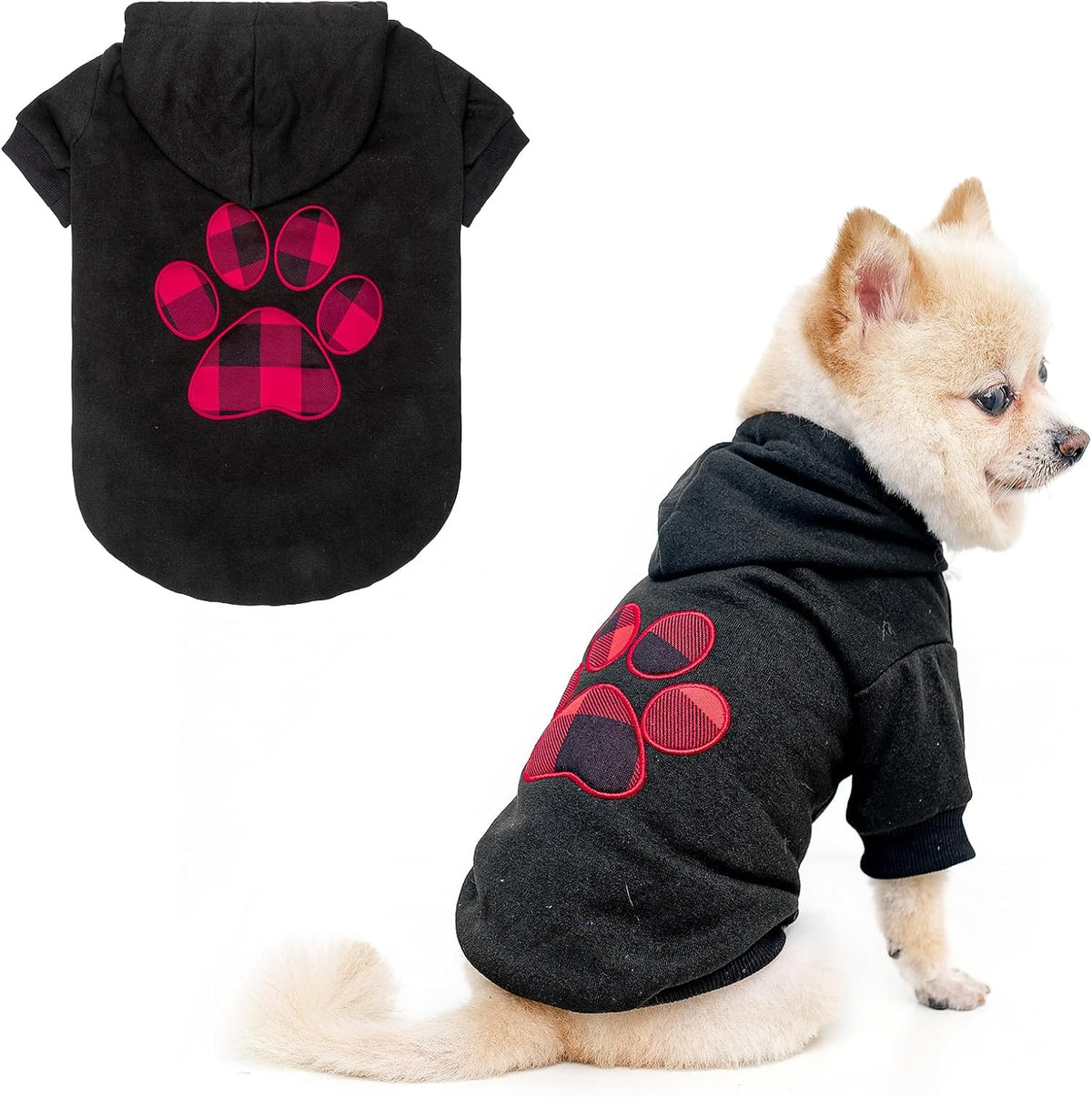 KOOLTAIL Plaid Dog Hoodie Pet Clothes Sweater with Hat and Pocket for Small Medium Large Size Dogs, Soft Winter Warm Dog Cold Weather Coat, Fleece Fall Dog Hooded Sweatshirt for Puppy Cats, Red S - Image 14