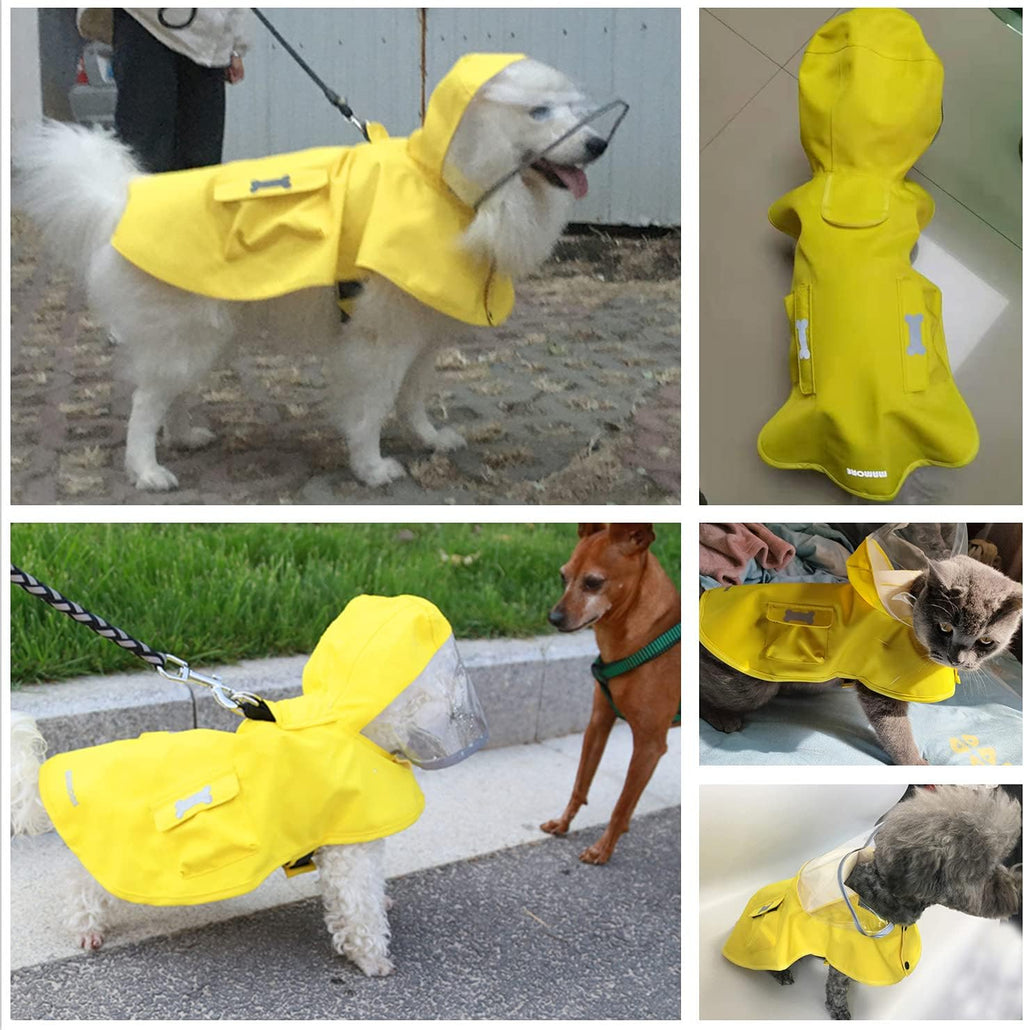 Adjustable reflective pet rain gear displayed flat to show full product dimensions