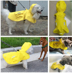 Adjustable reflective pet rain gear displayed flat to show full product dimensions