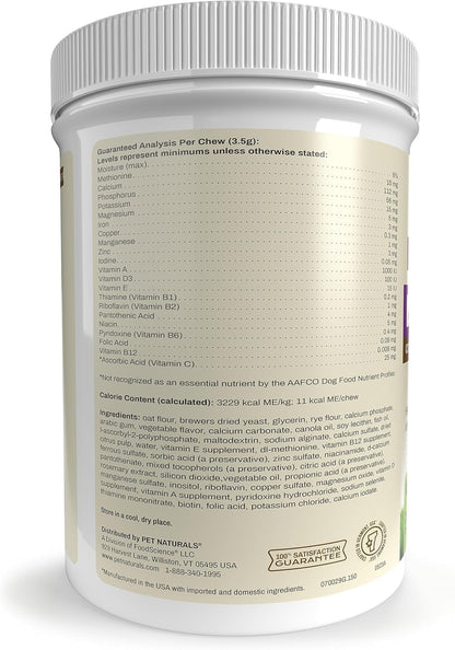 Pet Naturals dog health supplement packaging details