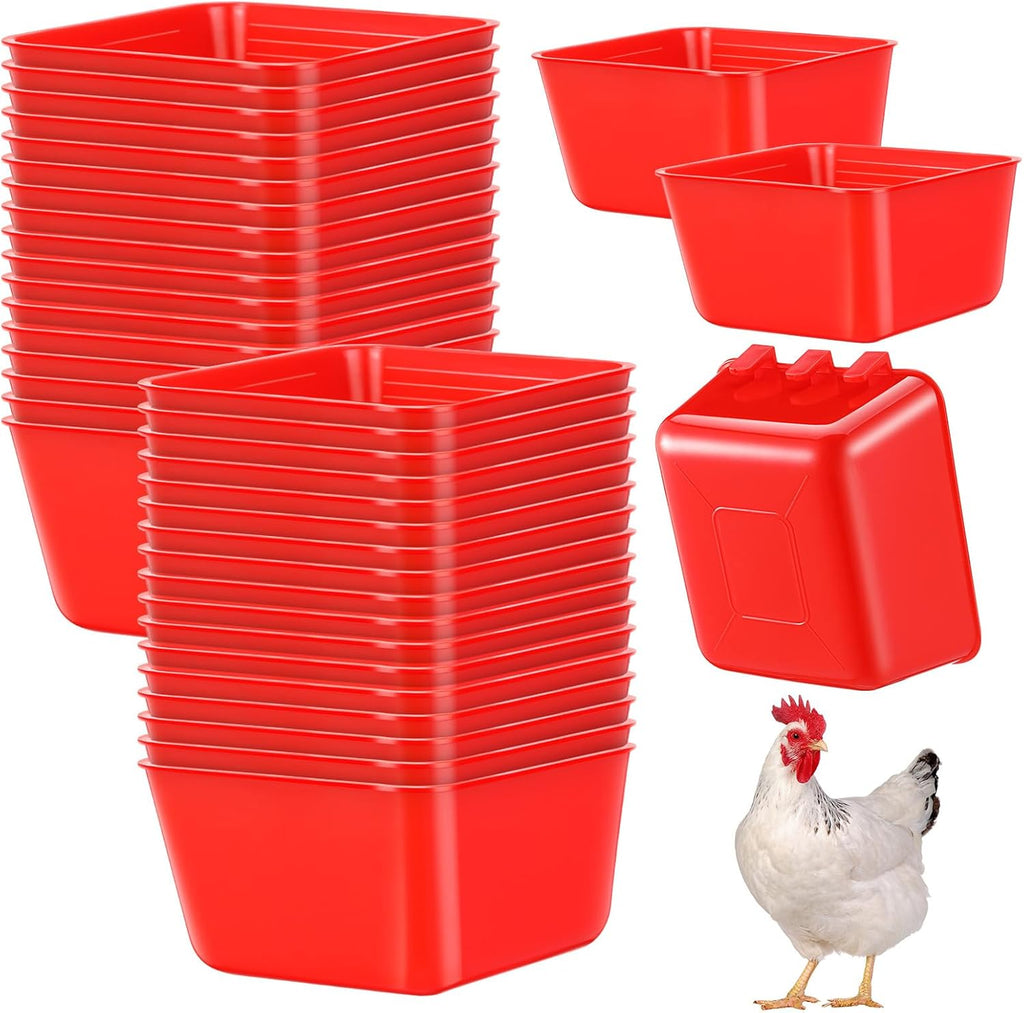 Maxdot chicken water feeder cup front view red hanging container
