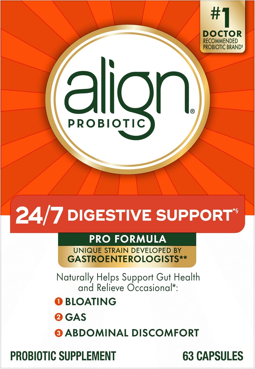 Align Probiotic, Pro Formula, Probiotics for Women and Men, Probiotics for Digestive Health, Men and Womens Probiotic Capsules Help Relieve Occasional Bloating & Gas*, 63 Capsules - Image 11