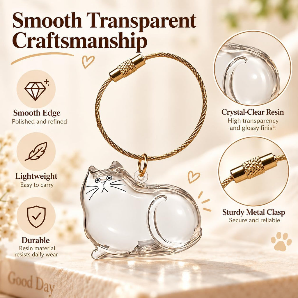 Cat Fur Memorial Keychain Keepsake Capsule Hair Storage Pendant for Pet Remembrance Fillable - Image 5
