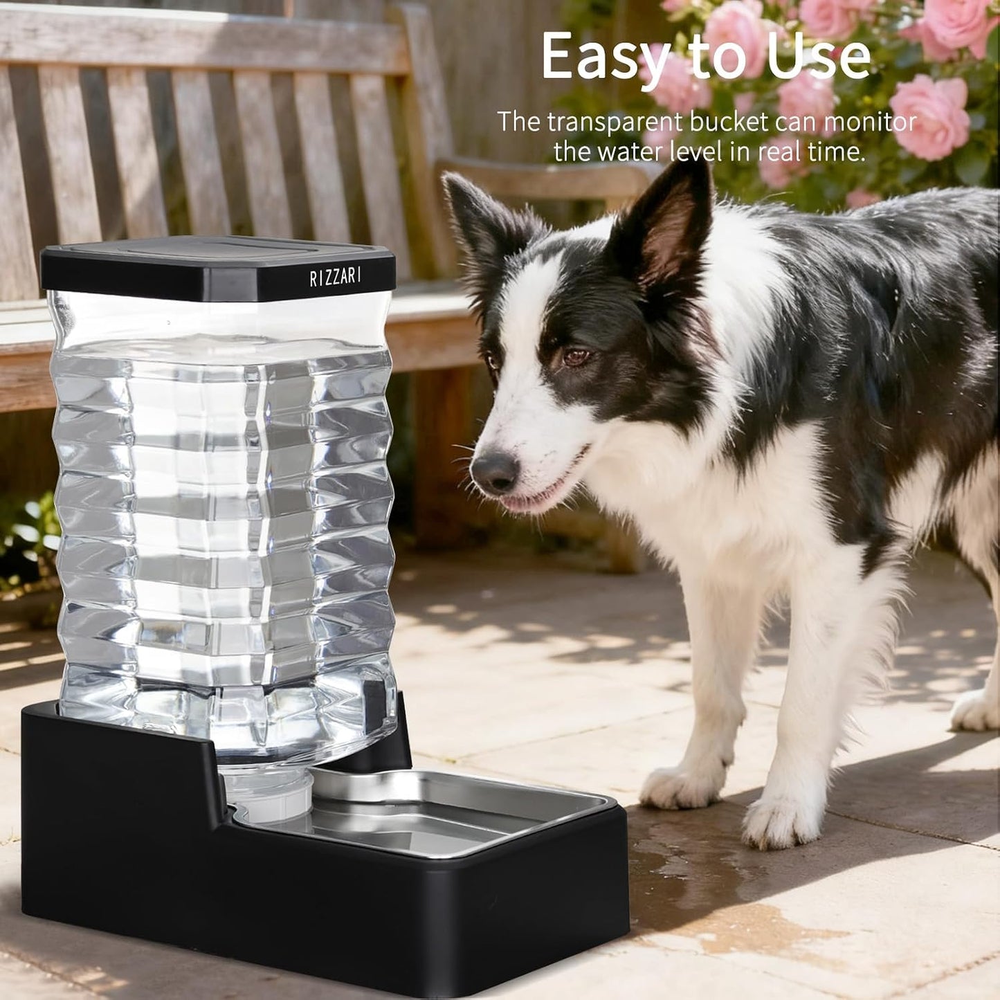 Rizzari leak-proof gravity water tank for dogs