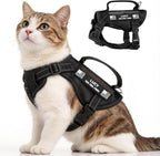 Echo Pounce imported military style cat harness with leash attachment ring detail.