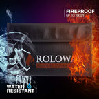 ROLOWAY five by eight inch cash wallet demonstrating water resistant hook and loop closure.
