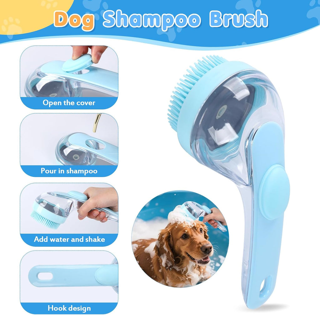 Double sided dog washing glove creating foam on pet fur
