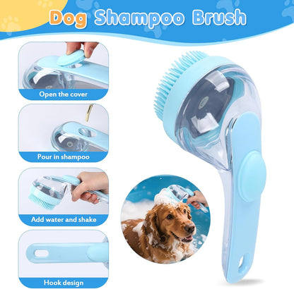 Double sided dog washing glove creating foam on pet fur