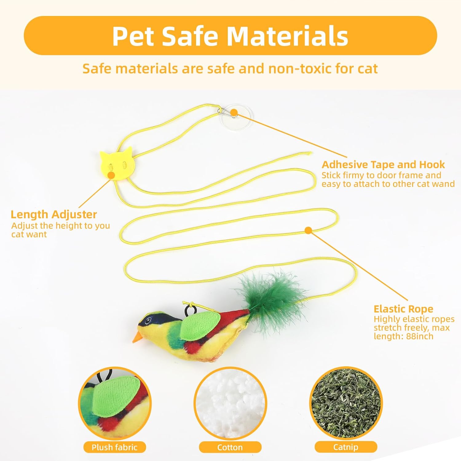 Close up view of the touch activated sound sensor mechanism inside the realistic plush bird toy