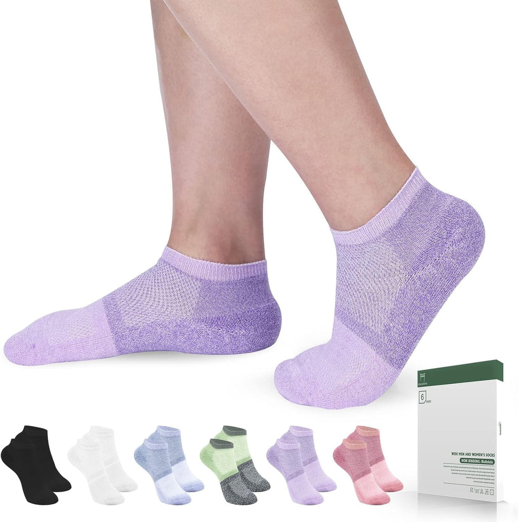 Bulinlulu Diabetic Socks 6 pack front view showing bamboo fabric texture.