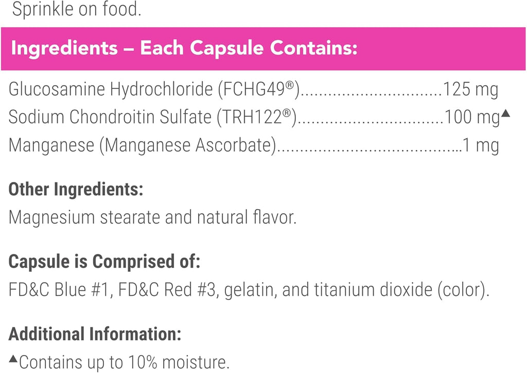 Close Up View Of Nutramax Cosequin Ingredients And Supplement Facts