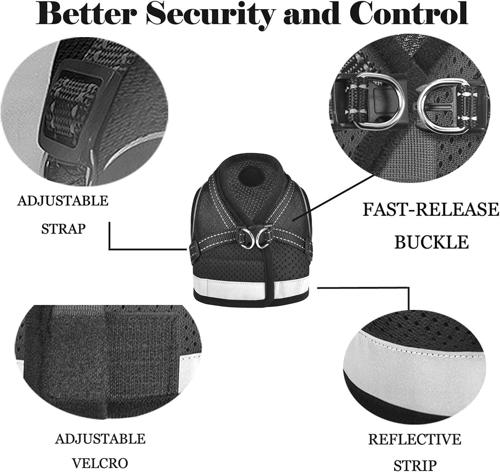 AVCCAVA reflective cat harness highlighting the safety strip details