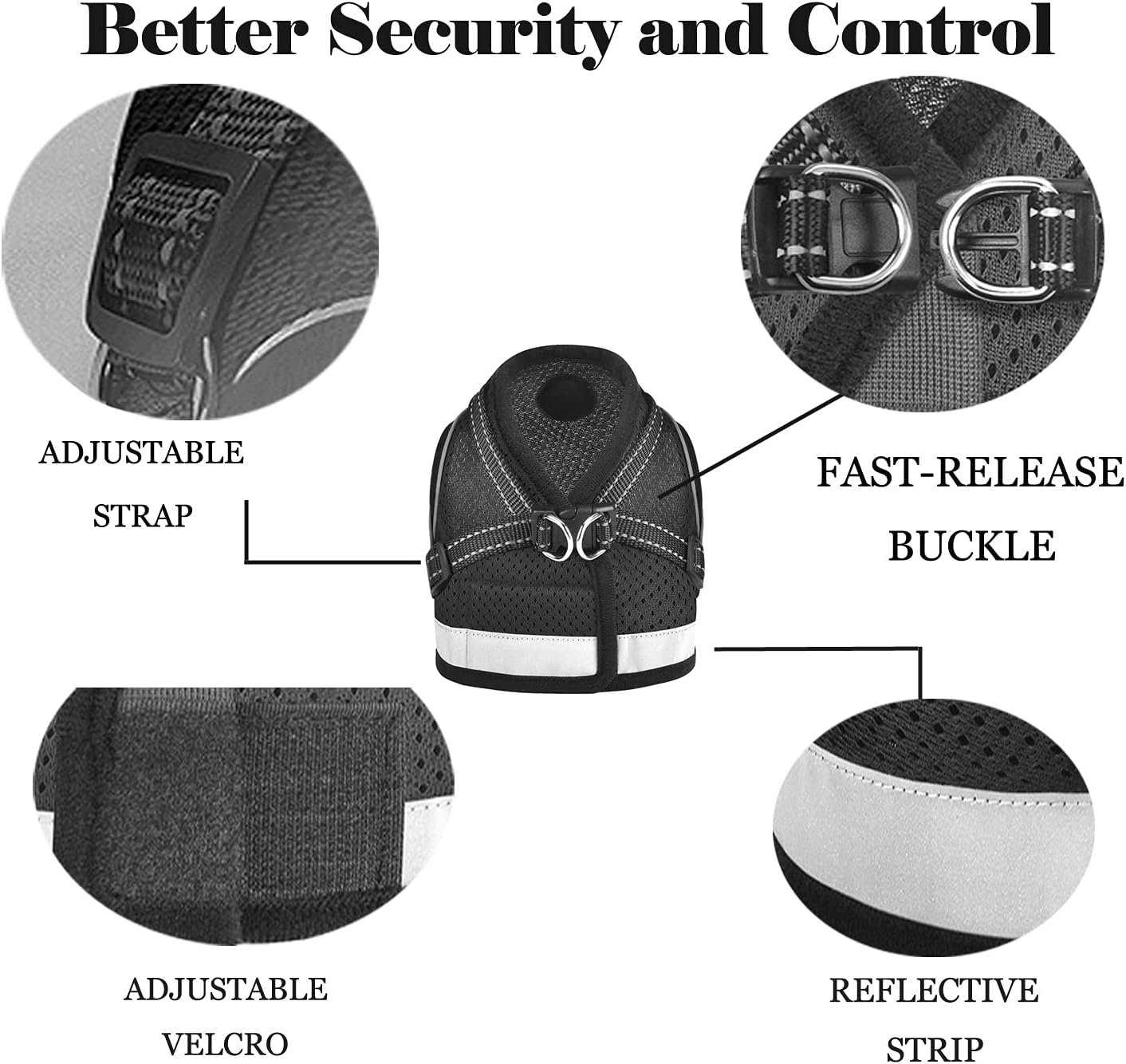 Reflective cat safety vest for outdoor walking night view