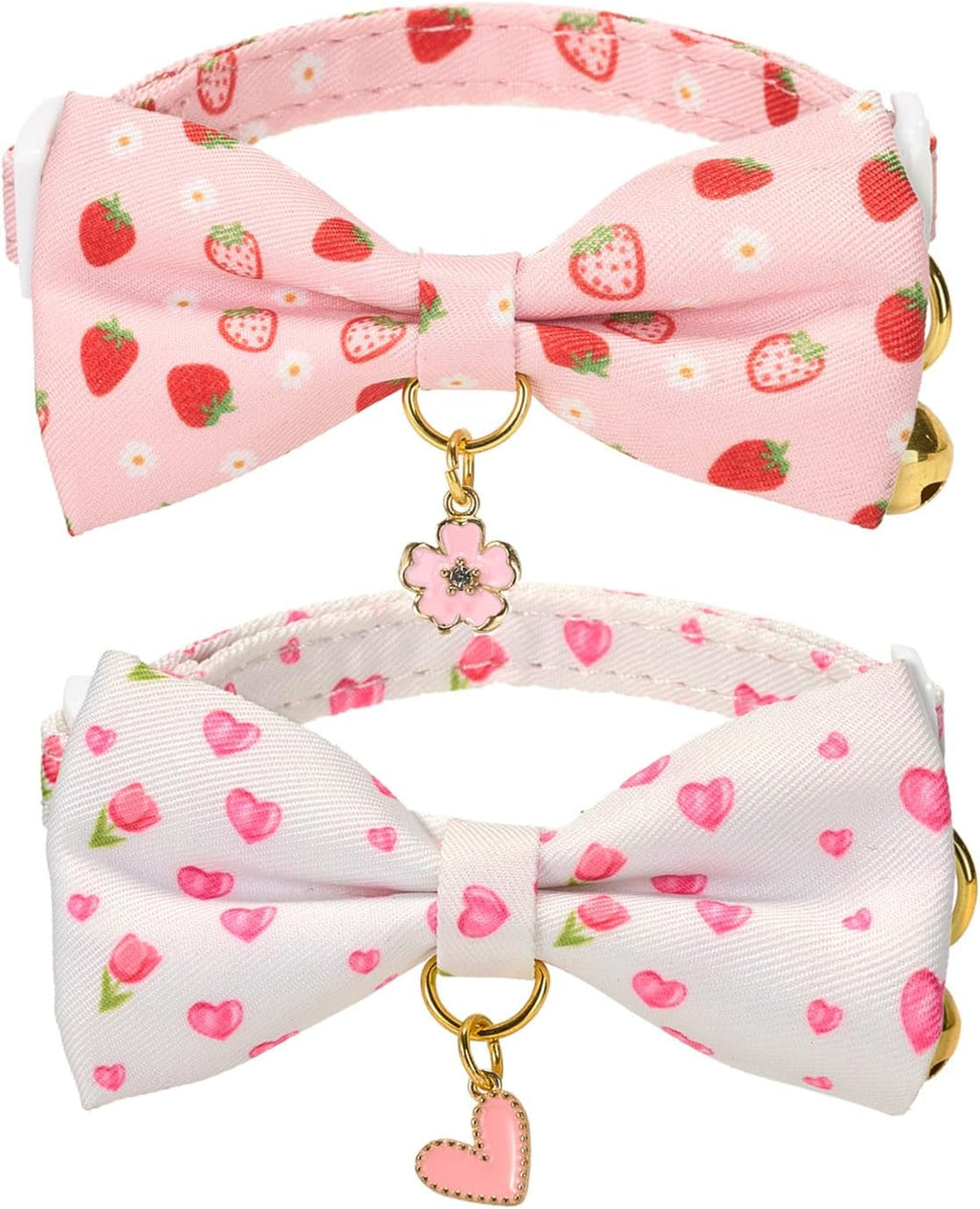 2 Pack Soft Corduroy Cat Collars with Bow Tie & Bell Adjustable Breakaway Bowtie Kitten Collar for Girl Boy Kittens(Orange & Dark Green) - Image 11