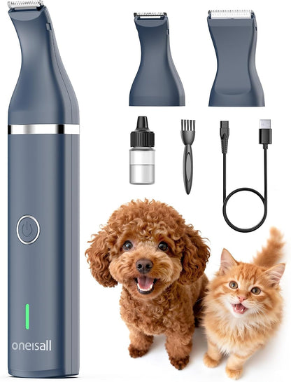 oneisall Dog Clippers with Double Blades,Cordless Small Pet Hair Grooming Trimmer,Low Noise for Trimming Dog's Hair Around Paws, Eyes, Ears, Face, Rump (White) - Image 9