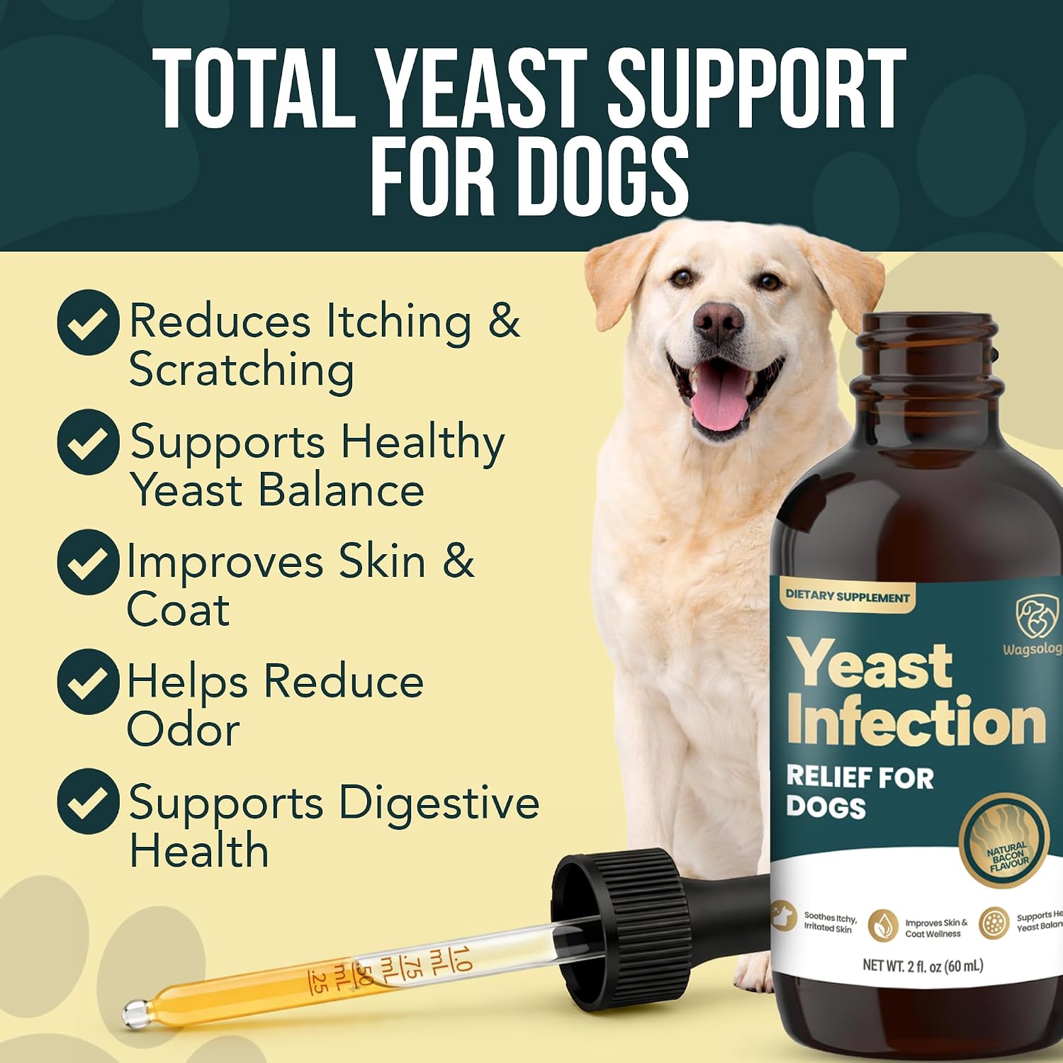Herlosfeel natural bacon flavor dog yeast infection drops ingredient listing