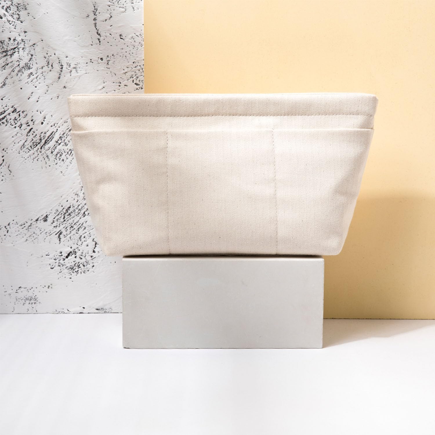 Top angle view of YONBEN bag divider insert highlighting the secure zipper closure system