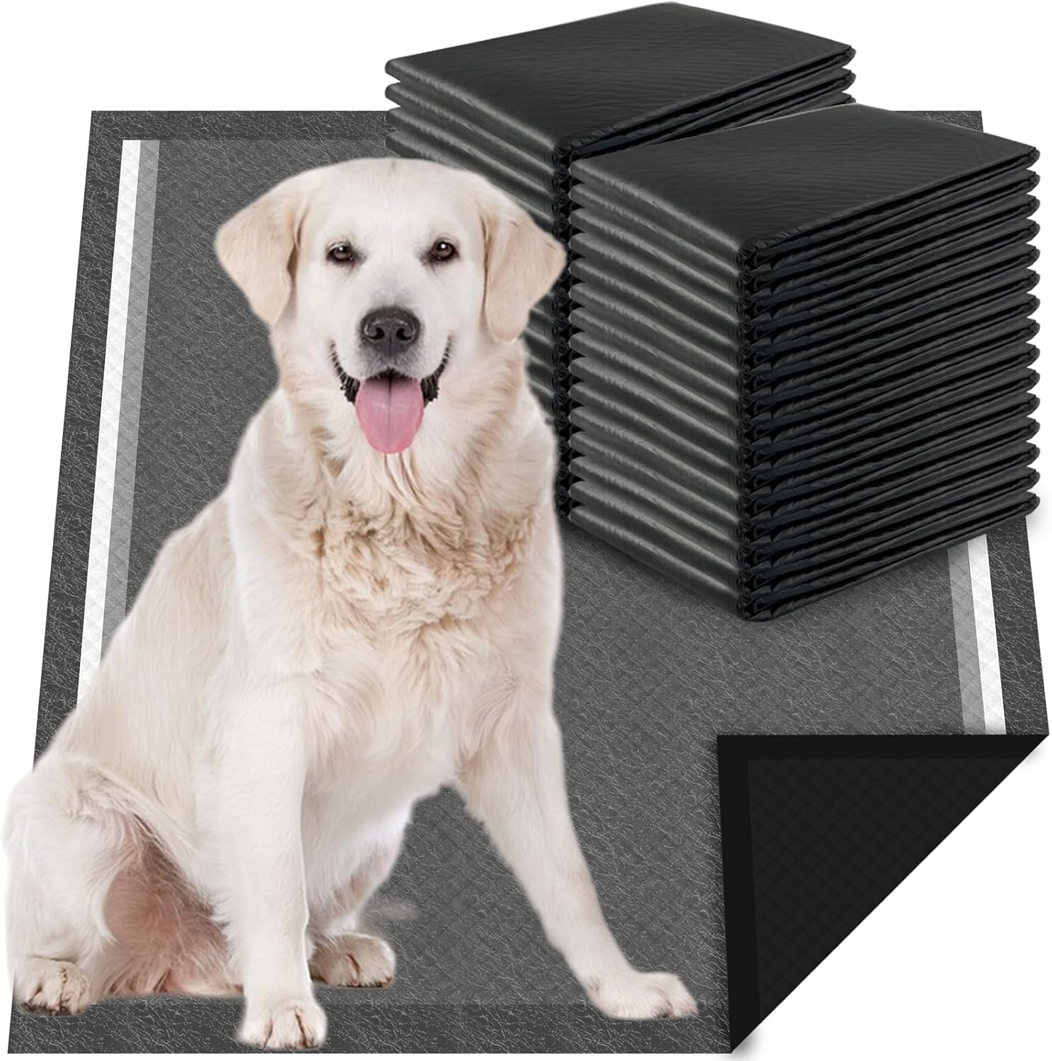 Dogcator charcoal pet underpads being unfolded for indoor housebreaking use.