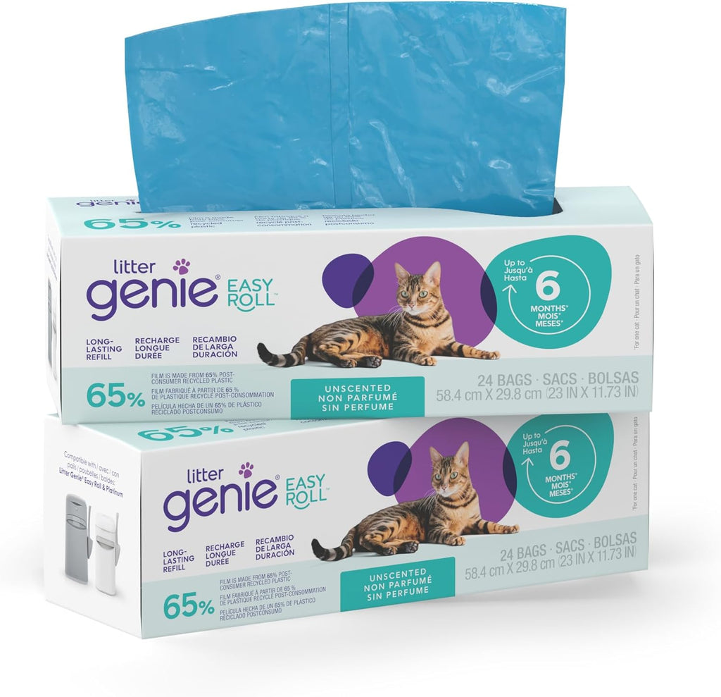 Litter Genie Easy Roll Refill Bags (1-Pack) | Up to 6 months of supply in 1 Roll of 24 tear-off Bags | Ultimate Odor Control Cat Litter Bags - Image 9