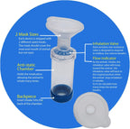 Free-Space pet inhaler chamber shown alongside its instructional manual.