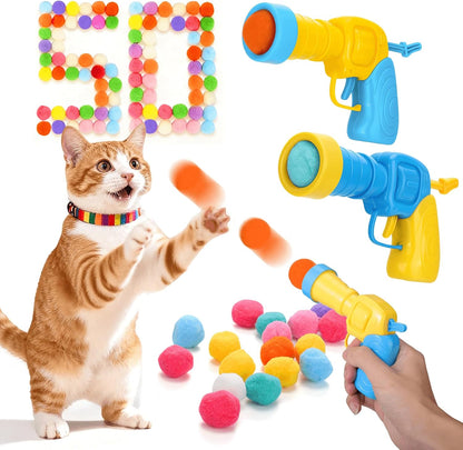 Mity rain 102PCS Cat Ball Launchers & Pom Pom Balls Interactive Cat Toy Set - Safe Soft Plush Kitten Toys for Indoor Cats, Fun Kitten Toys for Endless Active Play (Christmas) - Image 10