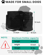 Side view of dog tote bag showing storage pockets