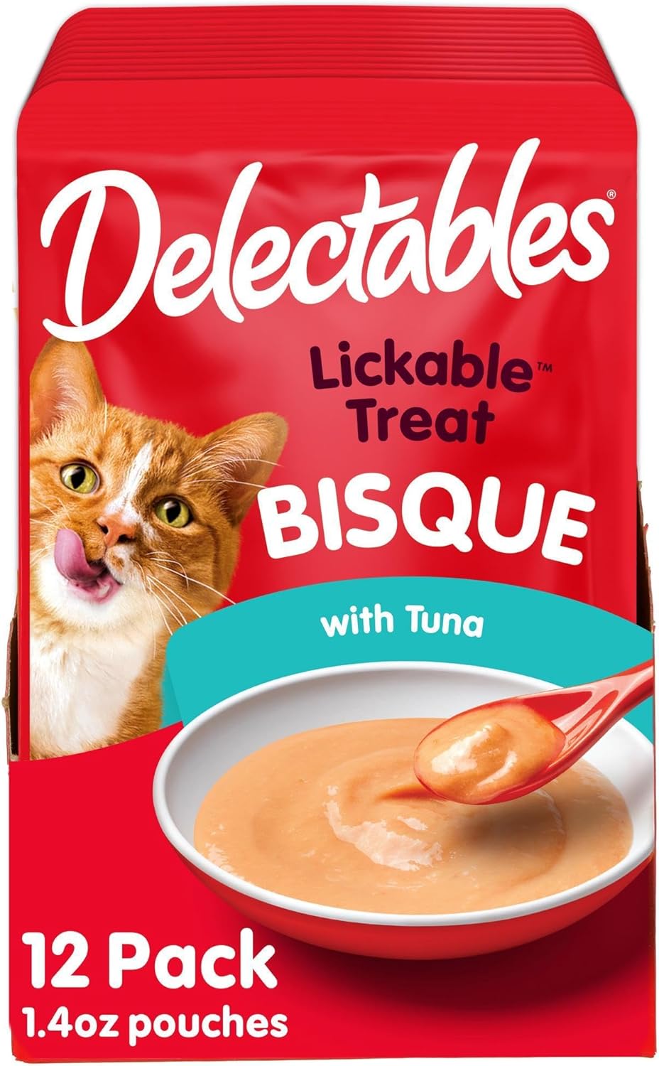 Delectables Lickable Treat Bisque Wet Cat Treat with Real Tuna & Salmon, Food Topper, Hydrating, Grain-Free, No Fillers, No By-Products, No Added Preservatives, 1.4oz Pouch, 12ct - Image 10