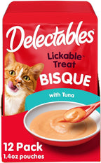 Delectables Lickable Treat Bisque Wet Cat Treat with Real Tuna & Salmon, Food Topper, Hydrating, Grain-Free, No Fillers, No By-Products, No Added Preservatives, 1.4oz Pouch, 12ct - Image 10