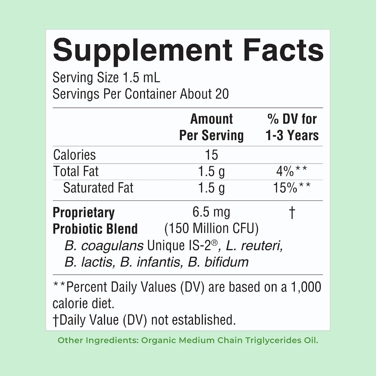 MaryRuth Organics Toddler Probiotic Liquid Drops size comparison view