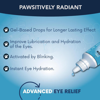 Two bottles of NOVEHA pet eye lube for severe dry eyes standing upright.