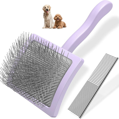 2PCS Slicker Brush for Dogs & Pet Comb,Professional Dog Grooming Brush (Goldendoodles,Poodles,Labradoodles) with Extra Long Pins to Effectively Remove Tangles, Knots and Mats (Light Pink, Large) - Image 14