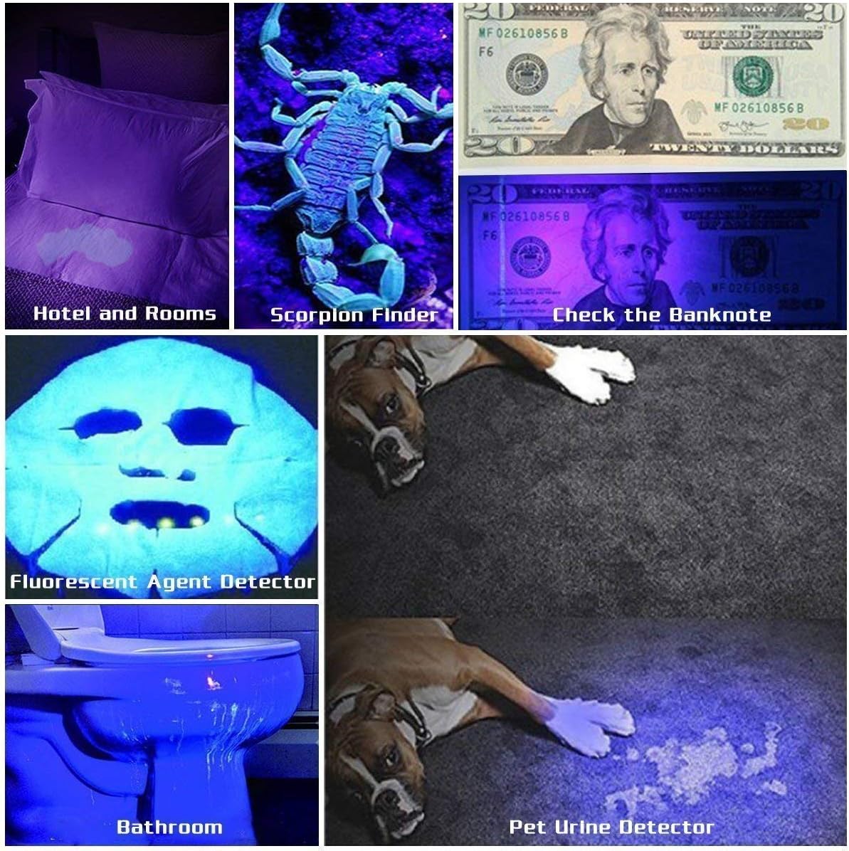 ULTRAFIRE 395nm LED blacklight spotlight for bed bug inspection