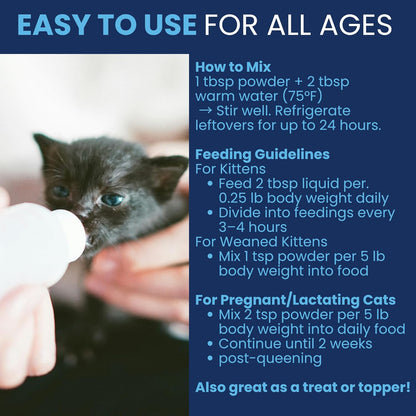 Authentic USA imported Under the Weather cat milk replacer 12 ounce packaging side view