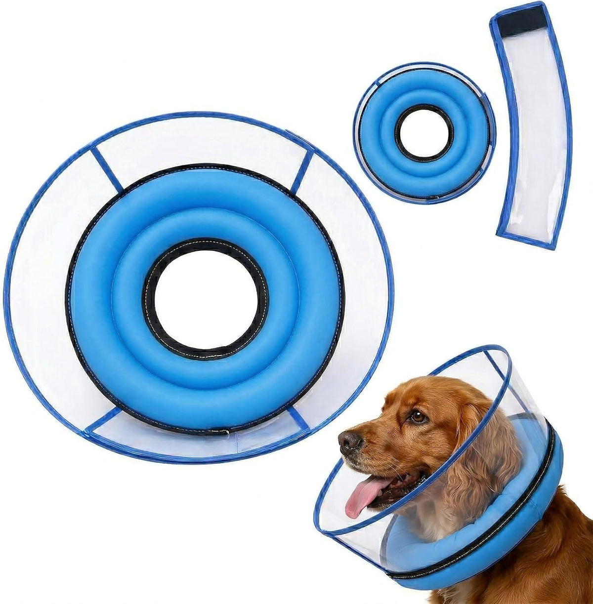 Orlyobabe inflatable dog cone collar front view post surgery recovery donut