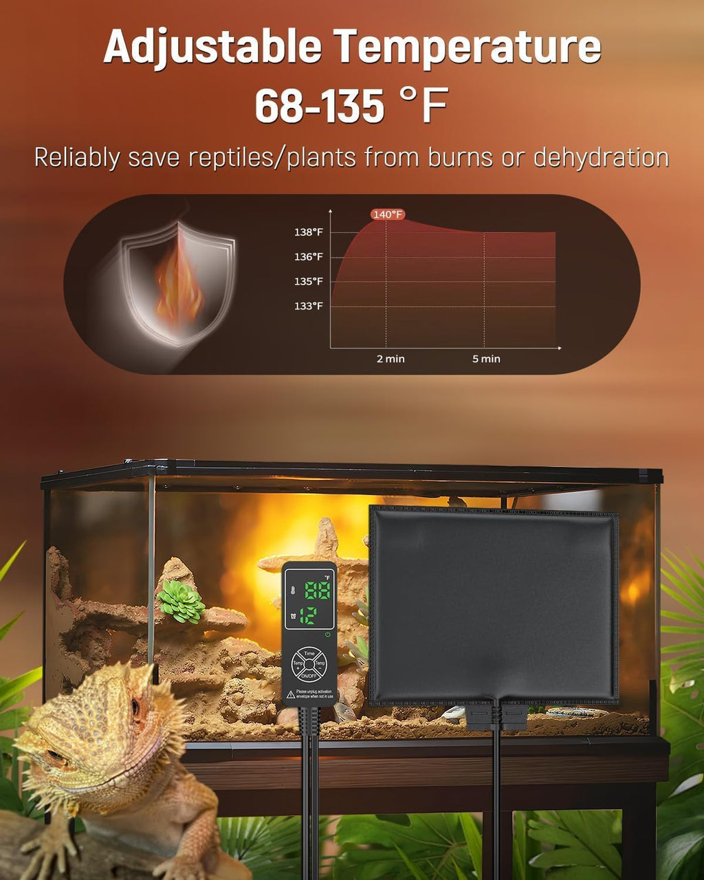 Pawfly terrarium heating mat under tank placement demonstration