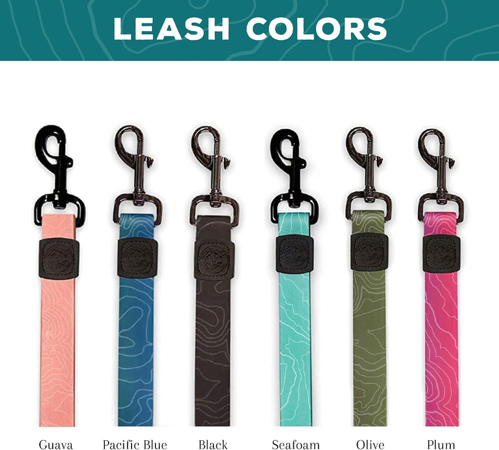 Close up view of the swiveling zinc quick clip on a green waterproof dog lead