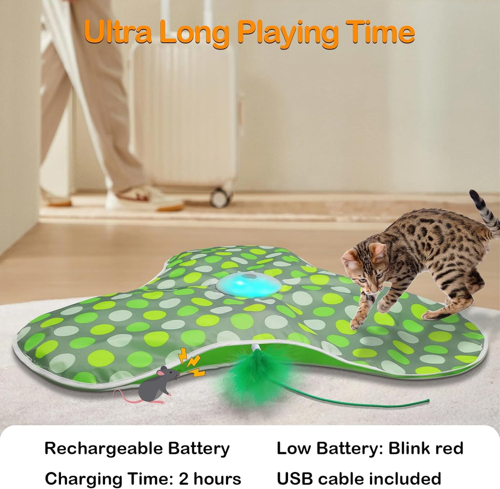 Umosis moving feather hide and seek cat toy package contents top view