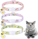 3 Pack Breakaway Cat Collars with Bell- Daisy Pendant Spring Cat Collar for Girl Boy Cats with Safety Buckle- Cute Kitten Collar Adjustable 8"-12" for Kitty Puppy Small Pets - Image 12